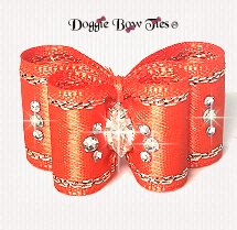 Dog Bow, In Between Size, Tinsel Thread,Orange w/Gold