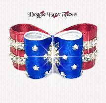 Dog Bow, In Between Size II, Patriotic Double Stripe