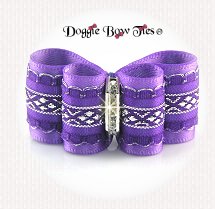 Dog Bow-Inbetween Size, Diamond Band Grape