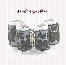 Dog Bow-Inbetween Size, Chantilly Lace, White