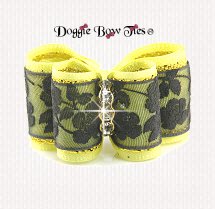Dog Bow-Inbetween Size, Chantilly Lace, Yellow