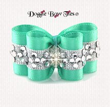 Dog Bow~InBetween Size, Crystal Diamond Band, Tropic