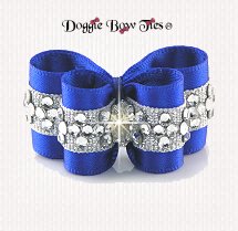 Dog Bow~InBetween Size, Crystal Diamond Band, Ultra Blue