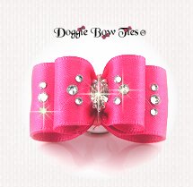 Dog Bow-Inbetween Size, Crystal Satin, Camillia