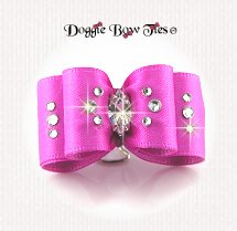 Dog Bow-Inbetween Size, Crystal Satin, Garden Rose