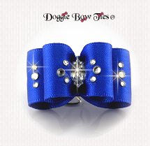 Dog Bow-Inbetween Size, Crystal Satin, Ultra Blue