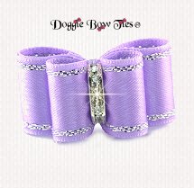 Dog Bow~Inbetween Size, Satin with Silver Thread, Iris