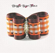 Dog Bow-Inbetween Size, Plaid, Pumpkin