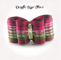 Dog Bow-Inbetween Size, Plaid, Watermelon