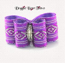 Dog Bow-Inbetween Size, XO, Lilac with Silver