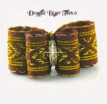 Dog Bow-Inbetween Size, XO, Root Beer with Gold