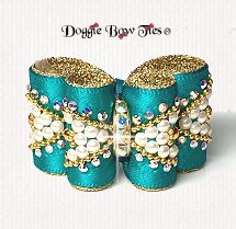Dog Bow- Full Size Petite II, Pearl-Jade-AB Crystal