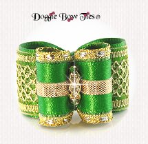 Dog Bow-Petite Full Size, Band of Gold, Emerald