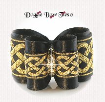 Dog Bow-Petite Full Size, Celtic Bling, Gold and Black