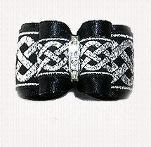 Dog Bow-Petite Full Size, Celtic Silver and Black