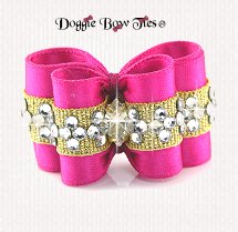 Dog Bow-Petite Full Size, Crystal Diamond Band~Azalea