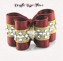 Dog Bow-Petite Full Size, Crystal Diamond Band~Cinnamon