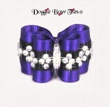 Dog Bow-Petite Full Size, Crystal Center Band, Royal Purple