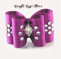 Dog Bow~Petite Full Size, Crystal Flower, Purple