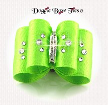 Dog Bow-Petite Full Size, Crystal Neon Green