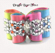 Dog Bow-Petite Full Size, Crystal Rainbow Weave