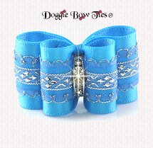Dog Bow-Petite Full Size, Diamond Band, Turquoise