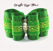 Dog Bow~Petite Full Size, Diamond Band, Emerald Green