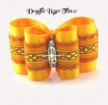 Dog Bow-Petite Full Size, Diamond Band, Marigold