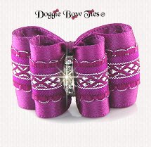 Dog Bow-Petite Full Size, Diamond Band, Purple