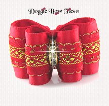 Dog Bow-Petite Full Size, Diamond Band, Red