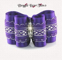 Dog Bow~Petite Full Size, Diamond Band, Royal Purple