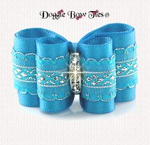 Dog Bow~Petite Full Size, Diamond Band, Vivid Turquoise