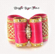 Dog Bow-Petite Full Size, Lattice Fuchsia