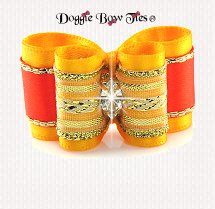 Dog Bow- Full Size Petite-Gold Chevron-Marigold/Orange