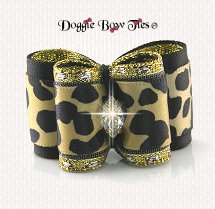 Dog Bow- Full Size Petite, Leopard Wild Thing w/Gold Lining