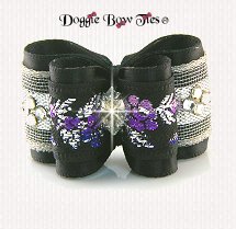 Dog Bow-Full Size, Petite, metallic Floral Jacquard, Purple