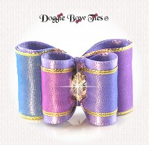 Dog Bow-Petite Full Size, Lavender Rainbow, Marquis Crystal