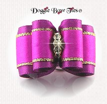 Dog Bow-Petite Full Size, Purple and Shocking Pink