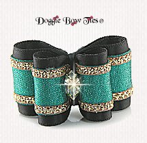 Dog Bow-Petite Full Size, Black w/Gold Trimmed Sparkle Satin