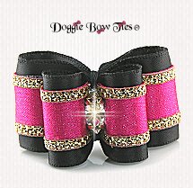 Dog Bow-Petite Full Size, Black w/Gold Trimmed Sparkle Satin