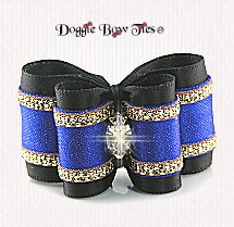 Dog Bow-Petite Full Size, Black w/Gold Trimmed Sparkle Satin