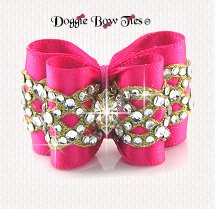 Dog Bow- Full Size Petite, Gold, Crystal, Sarsparilla