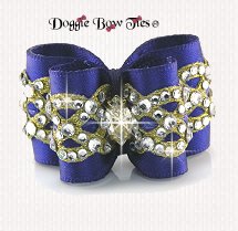 Dog Bow- Full Size Petite, Gold Crystal, Viola