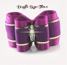 Dog Bow- Full Size Petite,Purple on Purple w/Silver