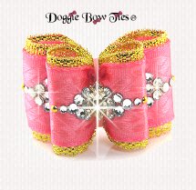 Dog Bow- Full Size Petite-SOHO Satin Basketweave-Coral