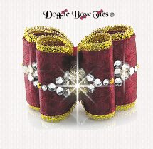 Dog Bow- Full Size Petite-SOHO Satin Basketweave-Deep Ruby