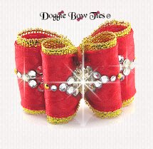 Dog Bow- Full Size Petite-SOHO Satin Basketweave-Poppy