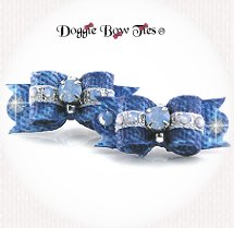 Dog Bow-Maltese Pairs, Denim, SL Blue Opal