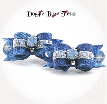Dog Bow-Maltese Pairs, Denim, SL Blue Opal