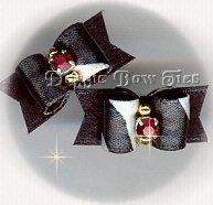 Maltese Pairs Dog Bow- Zebra Single Loop, ruby crystal